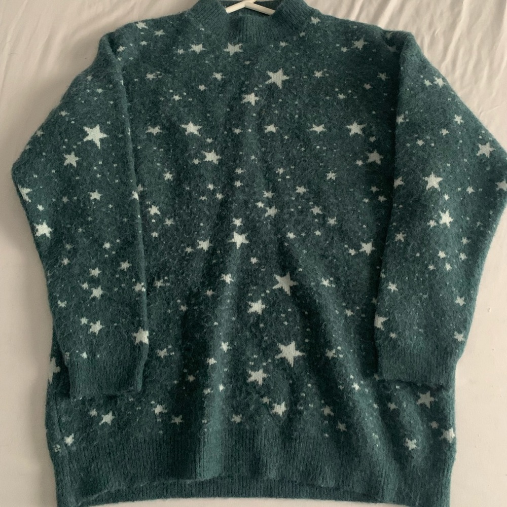 Dark Teal Starry Night Coraline Cozy Sweater
